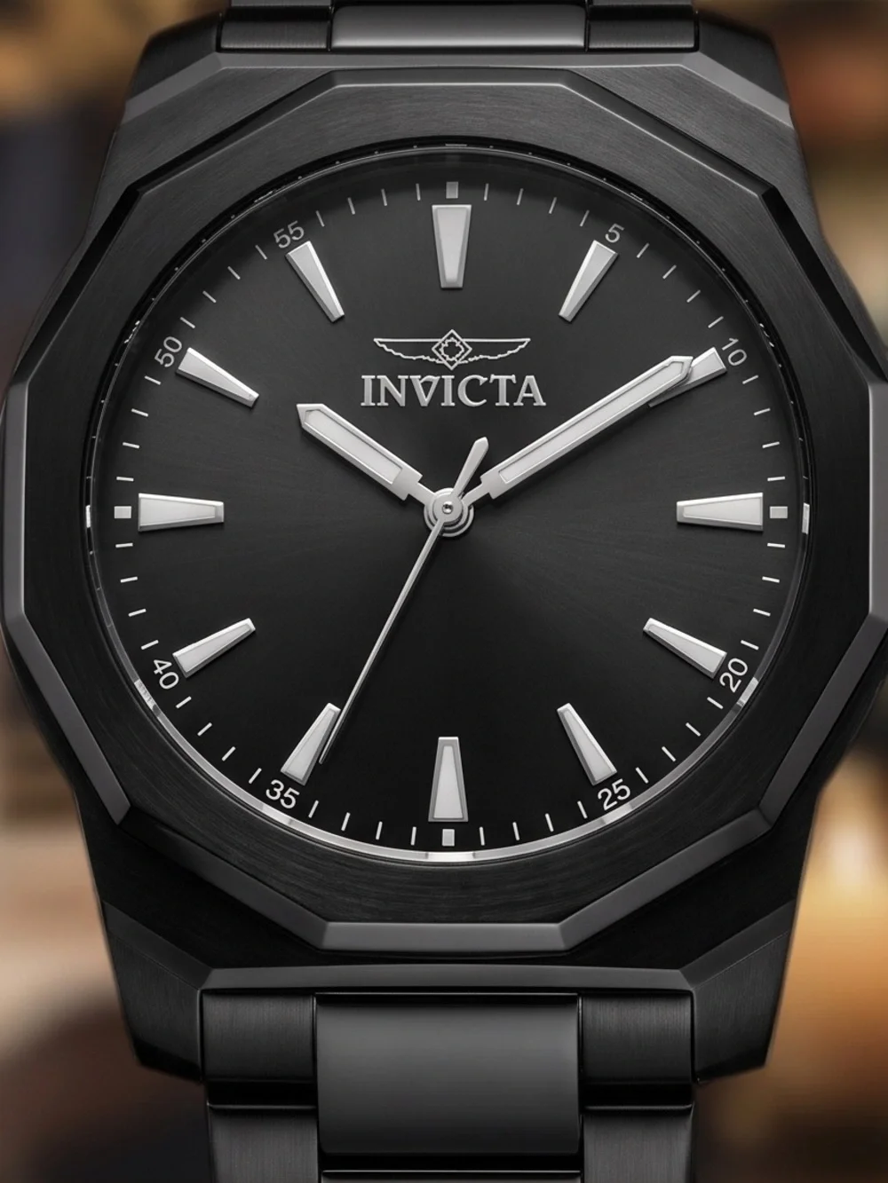 Invicta Black on Black Ion-Plated Stainless Steel Bracelet Watch